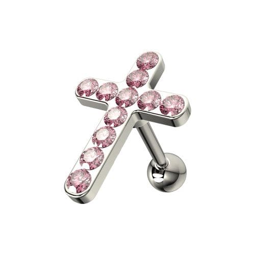 925 Sterling Silver CZ Jewelled Cross Cartilage Ear Stud - Monster Piercing