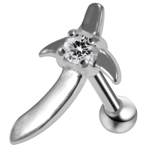 925 Sterling Silver Sword CZ Jewelled Cartilage Ear Stud - Monster Piercing