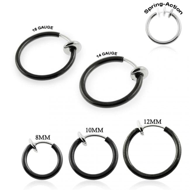 316L Surgical Steel Spring Action Fake Body Jewellery Nose Hoop - Monster Piercing