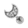 316L Surgical Steel Half Moon with Micro Setting CZ Cartilage Helix Tragus Piercing Ear Stud