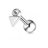 316L Surgical Steel Round CZ Jewelled Triangle Ball-End Cartilage Ear Stud