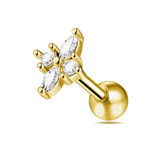 316L Surgical Steel Floral Flower Ball-End Cartilage Stud - Monster Piercing