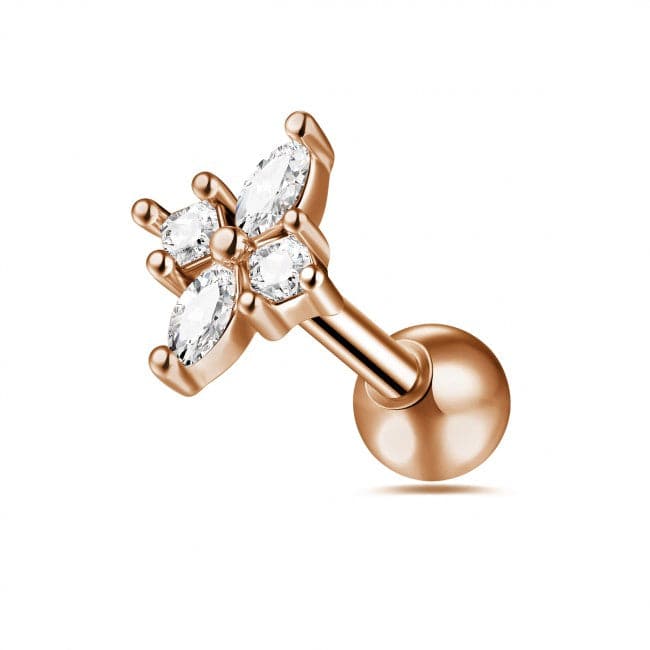 316L Surgical Steel Floral Flower Ball-End Cartilage Stud - Monster Piercing