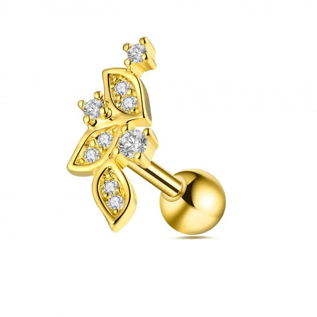 316L Surgical Steel Micro Jewelled Floral Flat Back Labret Cartilage Helix Tragus Piercing Ear Stud - Monster Piercing