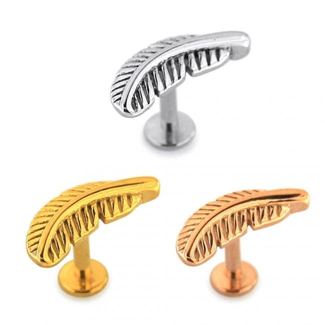 316L Surgical Steel Plain Leaf Cartilage Ear Stud - Monster Piercing