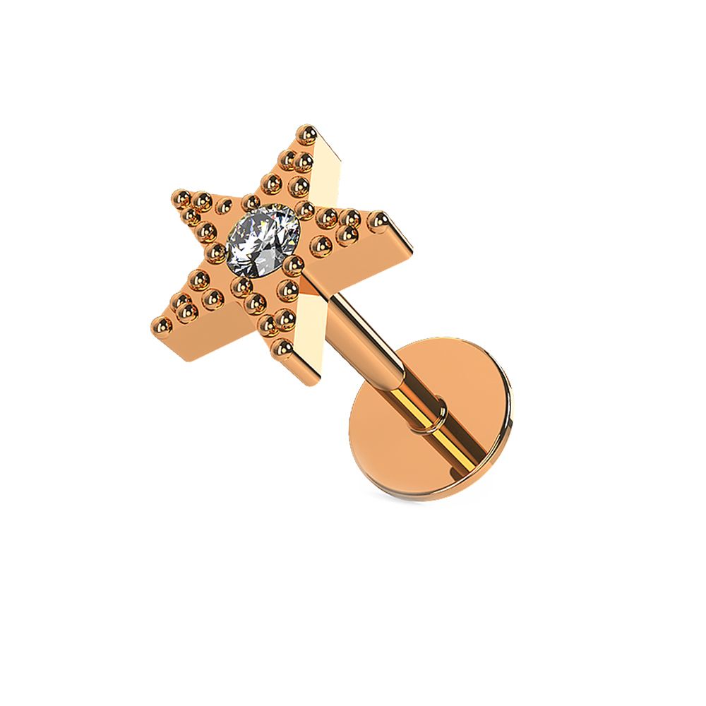 316L Surgical Steel Jewelled Star Cartilage Ear Stud - Monster Piercing