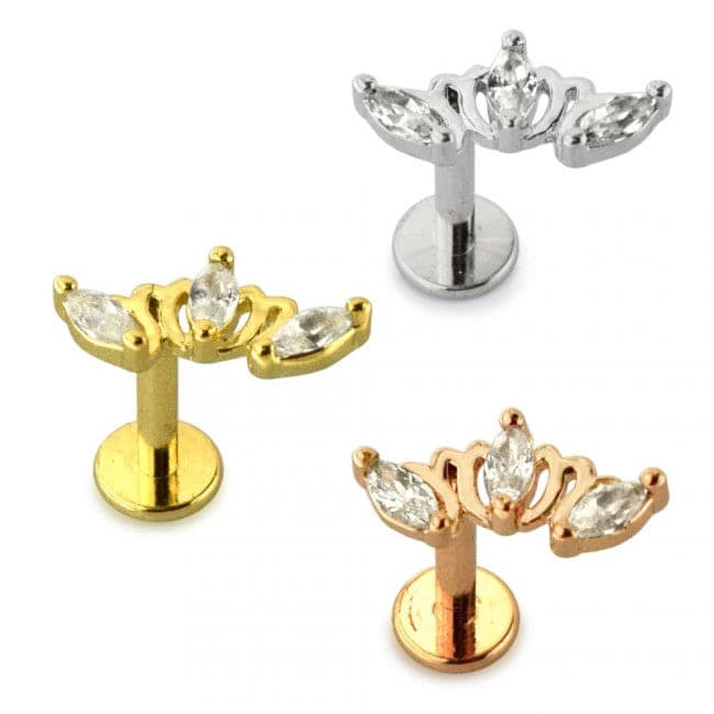 316L Surgical Steel Triple Marquise CZ Ear Stud - Monster Piercing