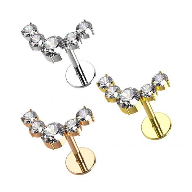 316L Surgical Steel Reindeer Antlers CZ Ear Stud - Monster Piercing