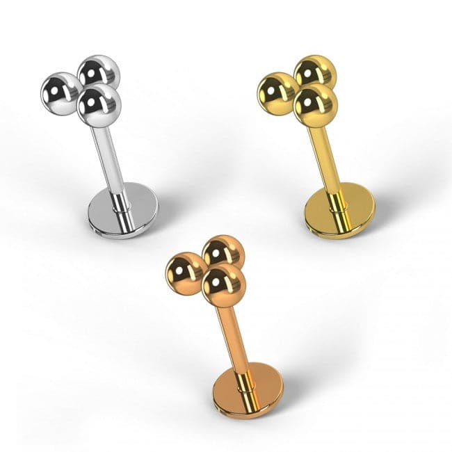 316L Surgical Steel Plain Trinity Balls Ear Stud - Monster Piercing