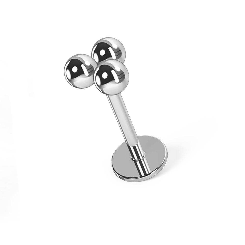 316L Surgical Steel Plain Trinity Balls Ear Stud - Monster Piercing
