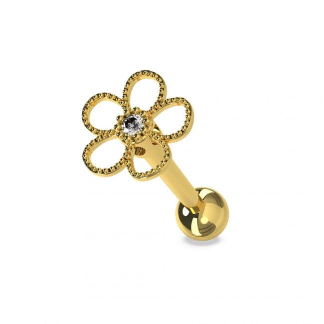 316L Surgical Steel Jewelled Daisy Cartilage Ear Stud - Monster Piercing
