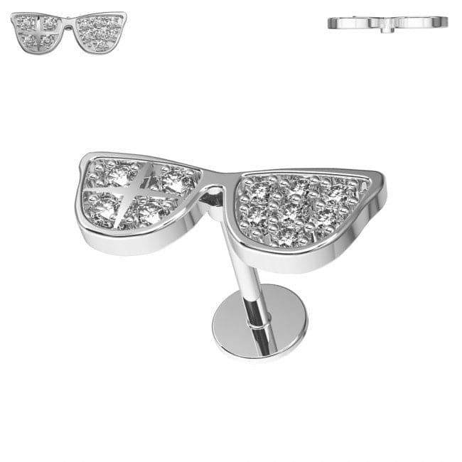 316L Surgical Steel CZ Jewelled Sunnies Cartilage Ear Stud - Monster Piercing